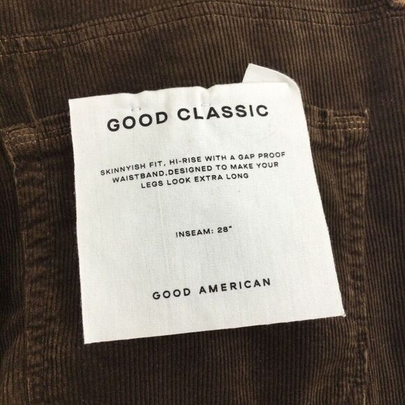 Good American Womens Corduroy Skinny High Rise Jeans Mocha Brown Size 16 NWT - Picture 8 of 11